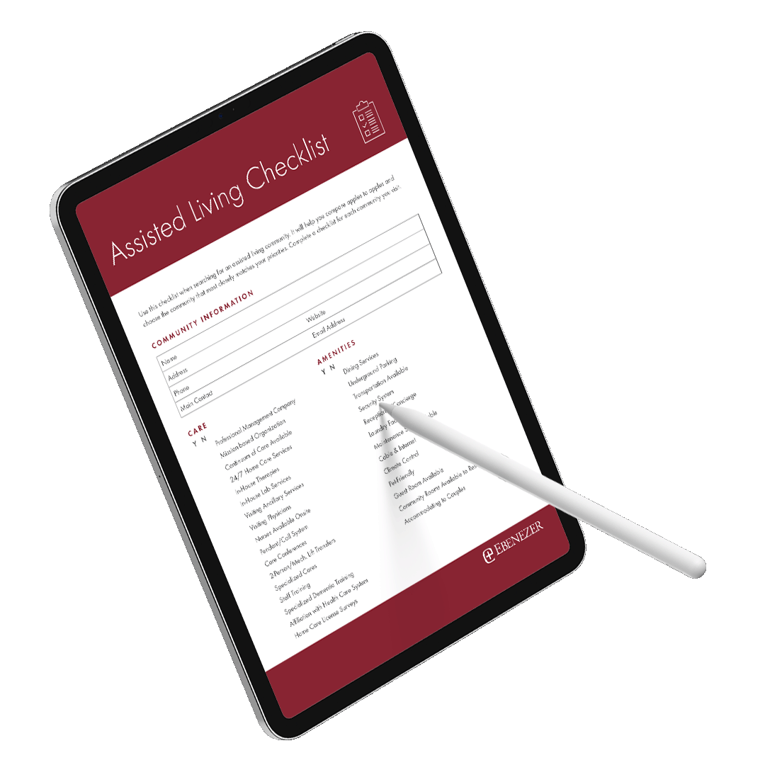ipad with an assisted living checklist