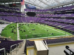 Playing field under construction at the US Bank Stadium
